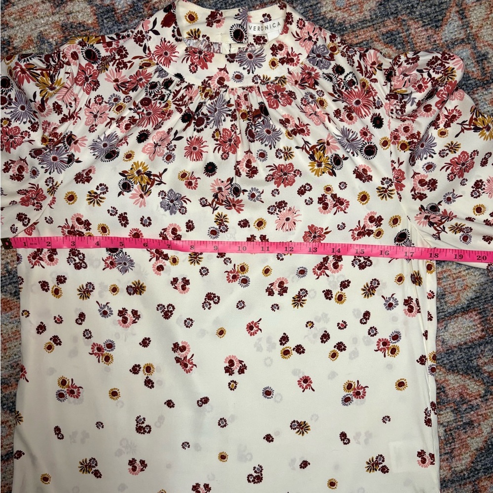 Veronica Beard Fey mock-neck floral silk blouse top size 2 - Picture 12 of 16